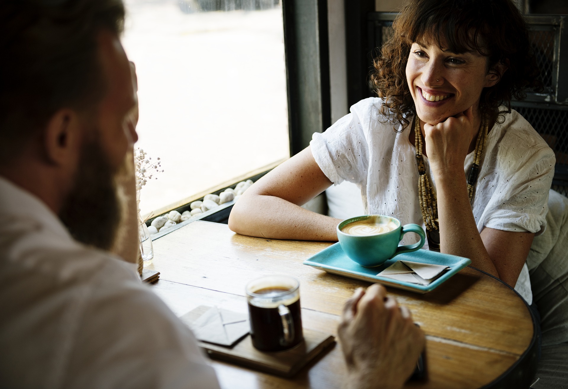 Talking with a hot drink